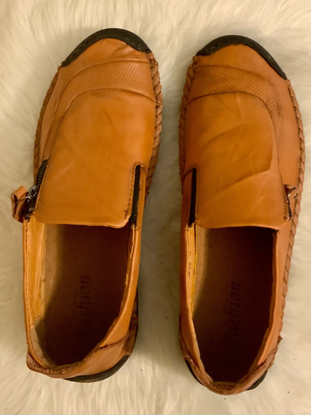 Men's Tan Leather Slip-On Driving Loafers